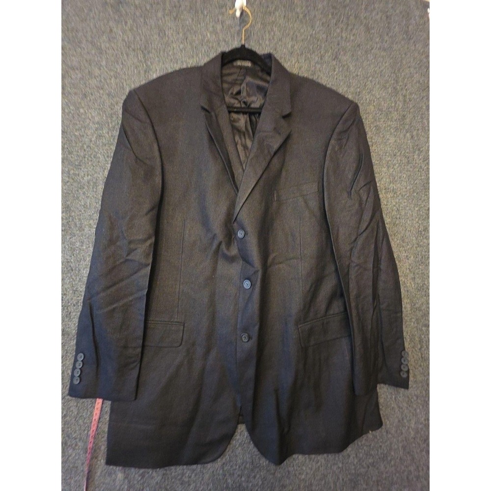 Andrew Fezza Blazer Sport Coat Mens 48L Gray 100% Silk Herringbone Jacket